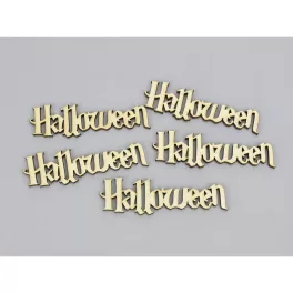   Decorolla Halloween Dekorációs Felirat Natúr Fa 2,5x9 cm 5 Darab/Csomag