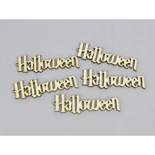 Decorolla Halloween Dekorációs Felirat Natúr Fa 2,5x9 cm 5 Darab/Csomag