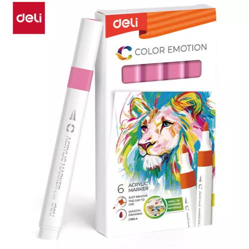 Deli Akril Marker Vízbázisú 1 mm Háromszögletű Pink 25