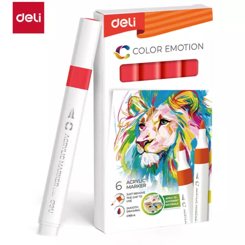 Deli Akril Marker Vízbázisú 1 mm Háromszögletű Red 36