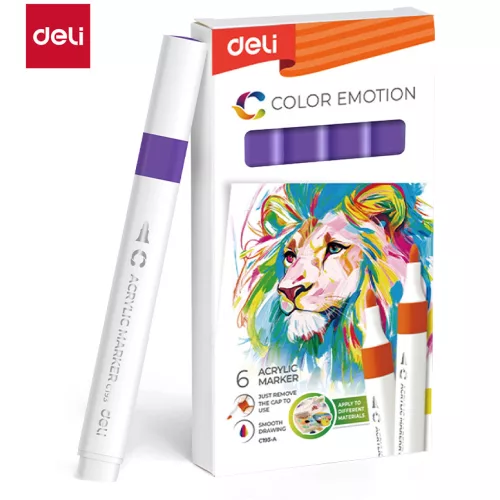Deli Akril Marker Vízbázisú 1 mm Háromszögletű Purple 51