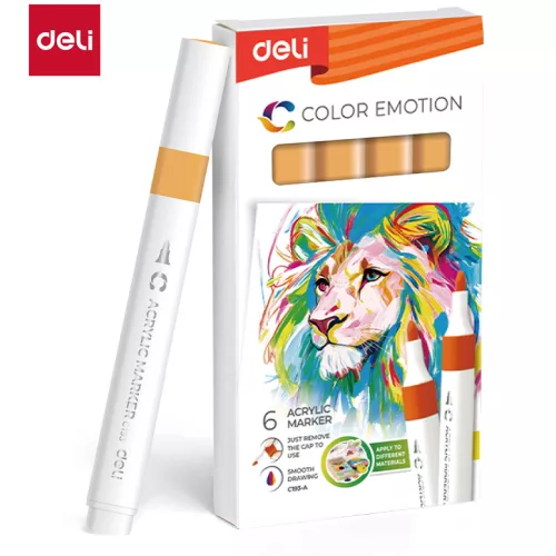 Deli Akril Marker Vízbázisú 1 mm Háromszögletű Orange Yellow 55
