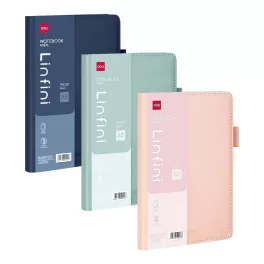   Deli Linfini Notesz A/5 Vonalas 144 Lapos Textil Bőr Fedeles 100 Grammos Belívvel Tollbújtatóval Pasztell Vegyes Színekben
