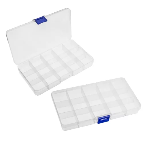 DP Craft Műanyag Tárolódoboz 18x10x2,3 cm 15 Rekeszes Áttetsző