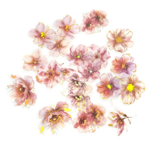 DP Craft Matrica PET 20 Darabos Virágok Hamvas Rózsaszín