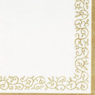   Ti-Flair Szalvéta 33X33 cm 3 Rétegű 20 lap/Csomag Romantic Border Gold-White 375411