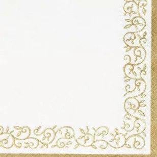   Ti-Flair Szalvéta 33X33 cm 3 Rétegű 20 lap/Csomag Romantic Border Gold-White 375411