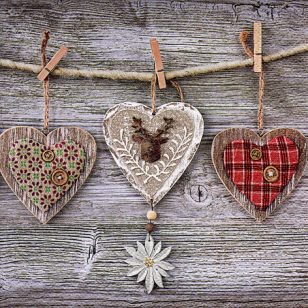   Ti-Flair Szalvéta 33x33 cm 3 Rétegű 20 Lap/Csomag Rustic Hearts With Edelweiss