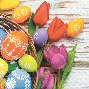  Ti-Flair Szalvéta 33x33 cm 3 Rétegű 20 Lap/Csomag Eggs & Tulips