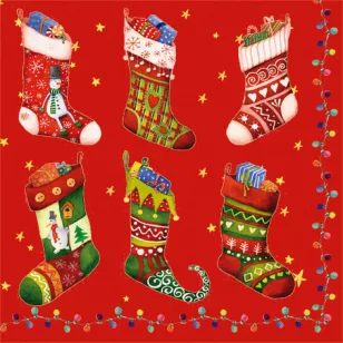   Ti-Flair Szalvéta 33x33 cm 3 Rétegű 20 Lap/Csomag Colorful Christmas Stockings Tél