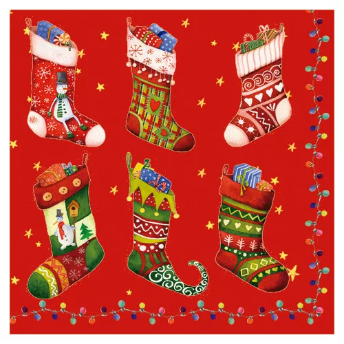 Ti-Flair Szalvéta 33x33 cm 3 Rétegű 20 Lap/Csomag Colorful Christmas Stockings Tél