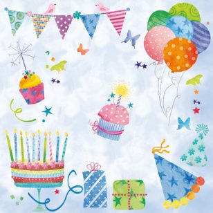   Ti-Flair Szalvéta 33 x 33 cm 3 Rétegű 20 lap/Csomag Fête dAnniversaire bleu 371641 Születésnap