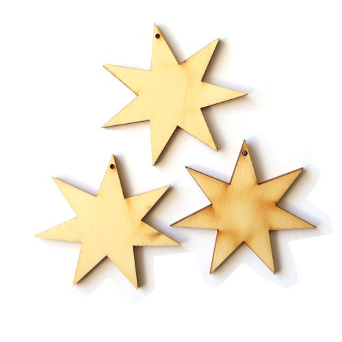 Festhető Fa Figura Hétágú Csillag Minta 6 cm 3 Darab/Csomag