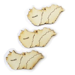   Festhető Fa Figura Magyarország Minta 9x4,5 cm 3 Darab/Csomag