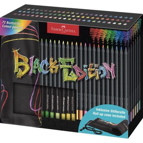 Faber-Castell Színesceruza Készlet 72 Darab/Készlet Háromszögletű Fekete Tekercses Tolltartóban Black Edition