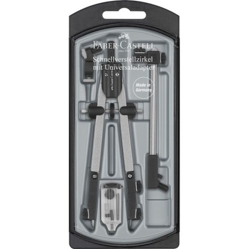 Faber-Castell Körző Készlet 4 Darab/Készlet Gyorsállítóval Pótheggyel Ezüst Quick-Set
