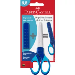   Faber-Castell Grip Iskolai Olló Kerek Hegyű Pengevédővel Kék