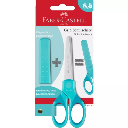 Faber-Castell Grip Iskolai Olló Kerek Hegyű Pengevédővel Türkiz