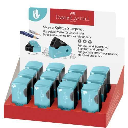 Faber-Castell Hegyező Műanyag Kétlyukú Tartályos Balkezes Türkiz Sleeve