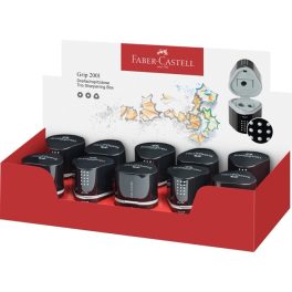   Faber-Castell Hegyező Műanyag Három Lyukú Tartályos Fekete Grip 2001