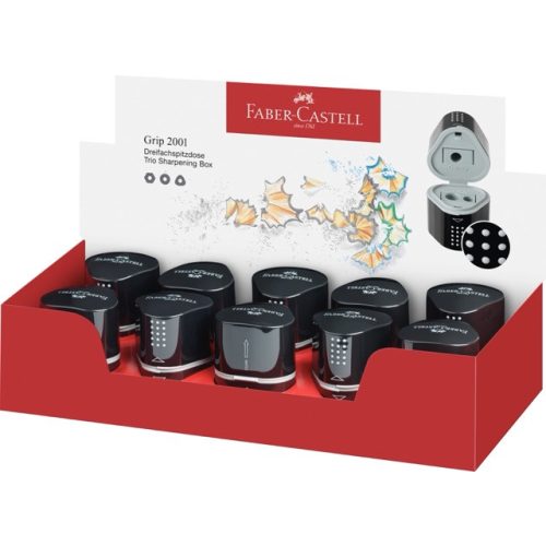 Faber-Castell Hegyező Műanyag Három Lyukú Tartályos Fekete Grip 2001