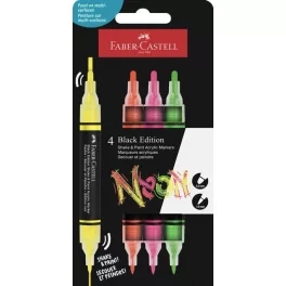   Faber-Castell Akril Marker Készlet Kétvégű 4 Darab/Készlet Neon Színek Black Edition Shake And Paint