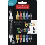 Faber-Castell Akril Marker Készlet Kétvégű 6 Darab/Készlet Klasszikus Színek Black Edition Shake And Paint
