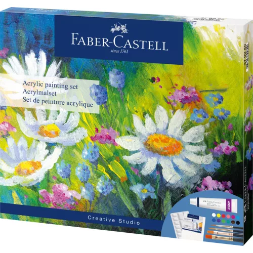 Faber-Castell Akril Festőkészlet 18 Darab/Készlet Festővászonnal és Keverőpalettával