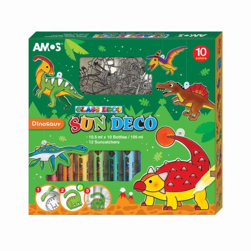 Amos Üvegmatricafesték Készlet 10x10,5 ml 12 Darab Dinosaur Fényvarázsforma