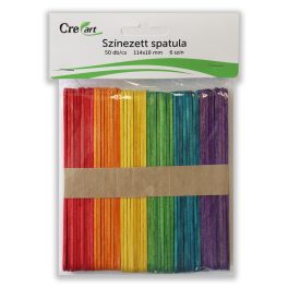   CreArt Fa Spatula 114x10 mm Vegyes Színekben 50 Darab/Csomag