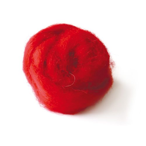 CreArt Gyapjú Kártolt Piros Színű 100 gramm/Csomag