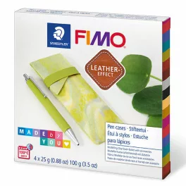   Fimo Süthető Gyurma Készlet Leather Effect 4x25 gramm Toll És Tolltartó