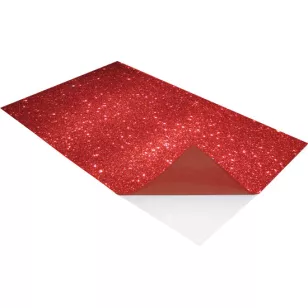   CreArt Öntapadós Dekorgumi Lap kb. 21x30 cm Csillámos Piros