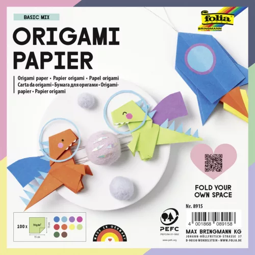 Folia Origami Papír 15 x 15 cm 70 gramm 100 Lap 10 Szín/Csomag