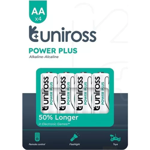 Uniross Power Plus Elem Ceruza AA LR6 1,5 V Tartós Alkáli 4 Darab/Csomag