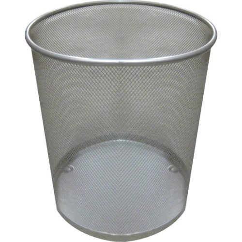 Mesh Fémhálós Papírkosár 26x22x28 cm Henger Forma Ezüst