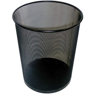 Fémhálós Papírkosár 26x22x28 Cm Fekete Hengeres