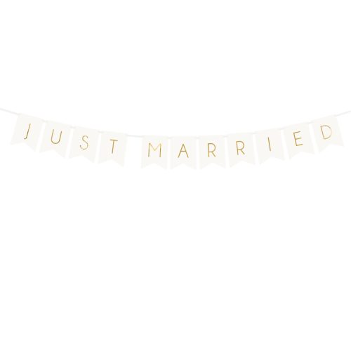 Girland 15x155 cm Just Married Fehér