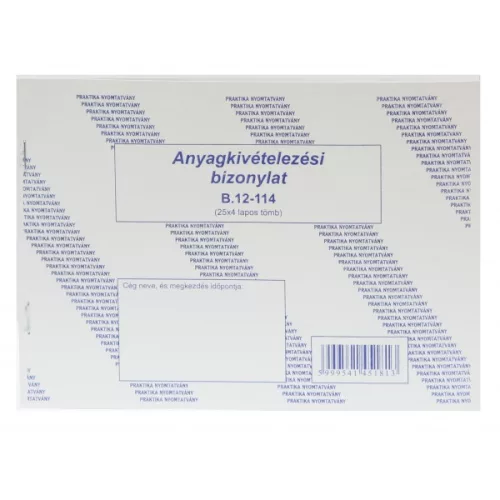 B. 12-114/V anyag készl. kivét biz. A/5 fekvő 25*4 lap
