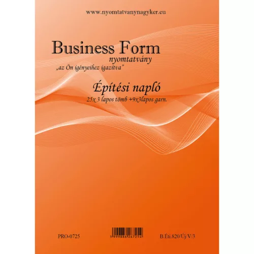 B. éti. 820/új/3új építési napló praktika 25*3 + 9*3 pótlap