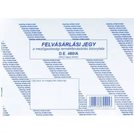 De. 480/V/2009 felvásárlási jegy A/5 50x3