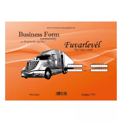 Dgj. 17/V. fuvarlevél A/4 fekvő 50x3