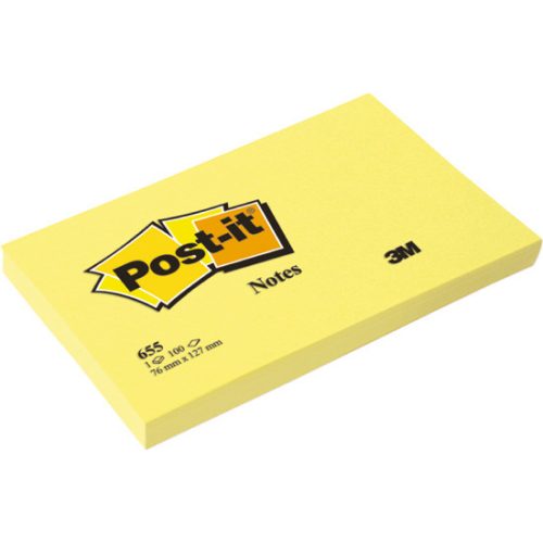 3M 655 Post-It Öntapadós Jegyzettömb Sárga 7,6x12,7 cm 100 Lapos