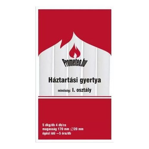 Prometeo Háztartási Gyertya 4 dkg 5 Darab/Csomag kb. 5 Óra Égési Idő