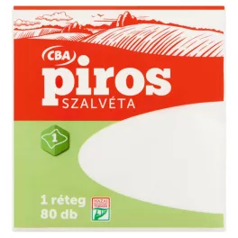   CBA Piros Szalvéta Fehér 1 Rétegű 29x29 cm 80 Darab/Csomag