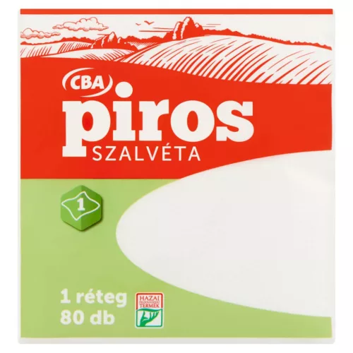 CBA Piros Szalvéta Fehér 1 Rétegű 29x29 cm 80 Darab/Csomag
