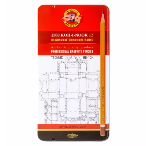 KOH-I-NOOR 1502/1 GRAFITCERUZA TECHNIC SZETT FÉMDOBOZ