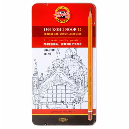 KOH-I-NOOR 1502/3 GRAFITCERUZA GRAPHIC SZETT FÉMDOBOZ