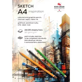   Koh-I-Noor 9920 Rajzfüzet A/4 20 Ív/Csomag 110 Gramm Előre Mintázott Lapok Sketch Inspiration