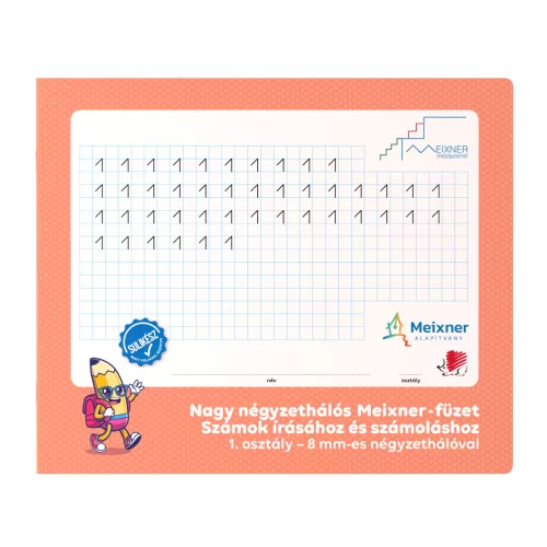 Süni Írásgyakorló Füzet 24,5x29,5 cm Meixner-féle 1. Osztályos Nagy Négyzetrácsos Számok Írásához és Számoláshoz 32 Lapos
